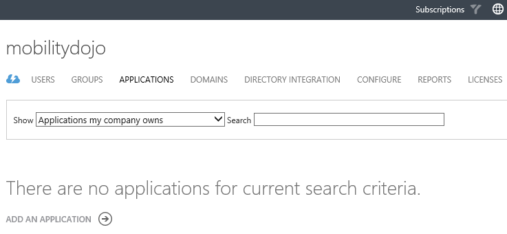 Azure Portal -  Empty Applications list